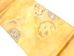 リサイクル　金彩雪輪に花・古典柄模様織出し名古屋帯